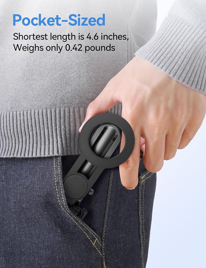 Takerers for Magsafe Tripod for iPhone【Pocket Size】 4-in-1 Portable Magnetic Selfie Stick for iPhone Stand for Video Recording Travel Magnetic Phone Tripod with Remote 【Upgraded 4 Legs】 - Image 4