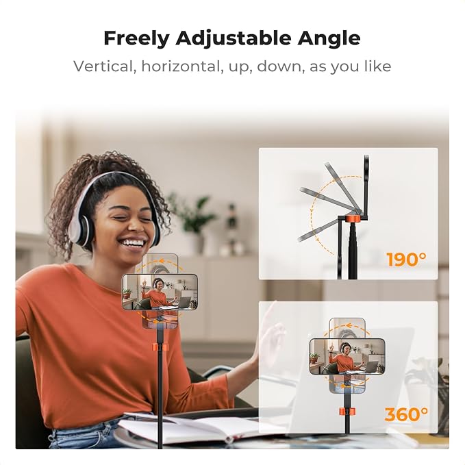 K&F CONCEPT Lightweight 71 inch Magnetic Selfie Stick Tripod | Portable Extendable, Bluetooth Remote, 3-Axis Adjustment Aluminium Vlog Rig Compatible with iPhone 17 16 15 14 Pro Max, MS18 - Image 6