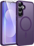 FNTCASE for Samsung Galaxy S25/S24 Plus Case, Fit Magsafe, Screen Protector | Translucent Matte Magnetic Back, 14FT Military Grade Drop Protection, Shockproof Protective Phone Cover, Purple by FNTCASE