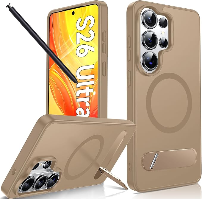 LeYi for Galaxy-S26-Ultra Case with Stand: for Magsafe Funda para Samsung s 26 s26ultra Phone Cover Rugged Slim Fit Heavy Duty Magnetic Women Men Kickstand Military Grade Samsungs26 Ultra, Gold by LeYi