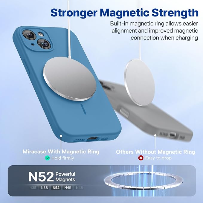 miracase Compatible with iPhone 15 Case, [Soft Anti-Scratch Microfiber Lining], Liquid Silicone Case Gel Rubber Shockproof Drop Protection Phone Case for iPhone 15, Capri Blue - Image 7