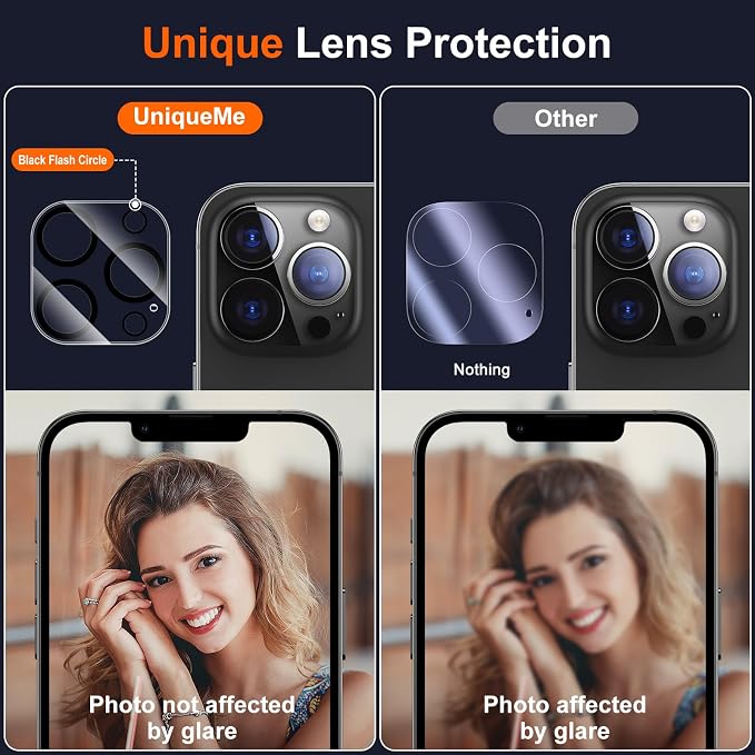 UniqueMe NEW 2022 with iPhone 12 Pro Max Camera Lens Protector-Black | Tempered Glass, Case Friendly, Scratch-Resistant, Does Not Affect Night Shots, 3 Pack,6.7 inch - Image 4