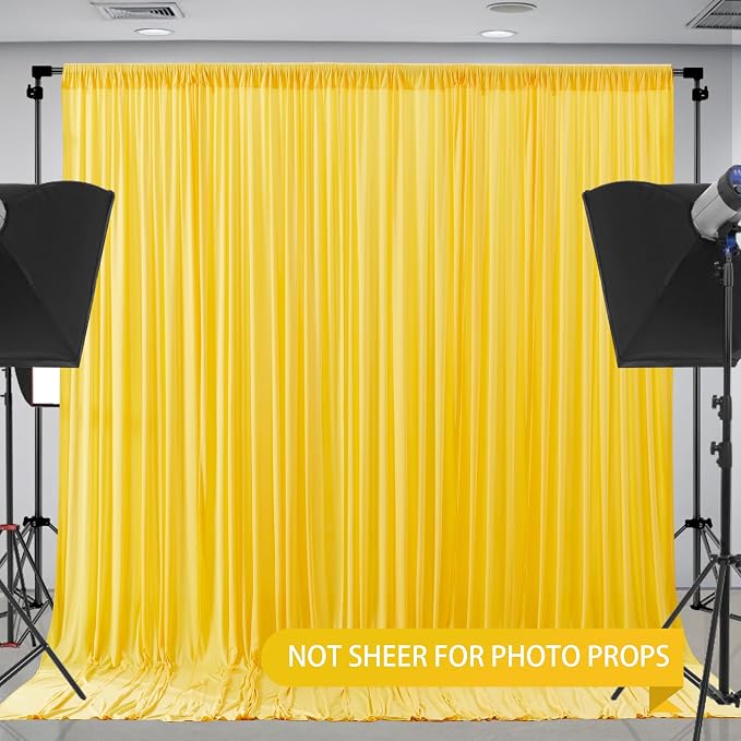 Yellow Backdrop Curtains-Wrinkle-Free Polyester Photography Drapes Party Curtain Background for Baby Shower Wedding Decorations- 16 X10FT (Yellow) - Image 9