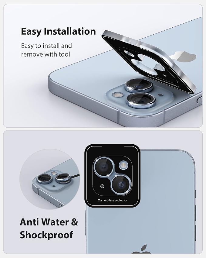 Camera Lens Protector Compatible for iPhone 13 & iPhone 13 Mini Camera Cover Premium 9H Tempered Glass [Anti-Scratch] Ultra HD - Image 3
