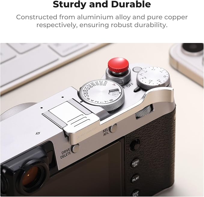 K&F CONCEPT Camera Thumb Grip with Red Shutter Button Compatible with FUJIFILM X100VI X100V, Sliver - Image 2