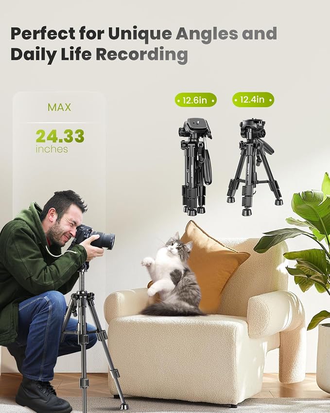 CAMBOFOTO 30"-Camera-Tripod, Porfessional Aluminum Heavy Duty Tripod Stand for Mirrorless Camera/DSLR/Cell Phone/Camcorder, with Holder and Travel Bag (Weight 1.5Lb, Max Load 15 Lb) | Heavy Duty Tripod for Mirrorless Camera/DSLR/Camcorder, with Holder ... - Image 7