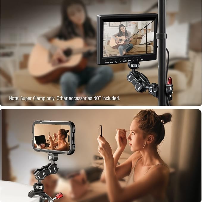 NEEWER Super Clamp with Cold Shoe & 1/4 Inch 3/8 Inch Thread Holes, ST81 | Max. Load 4 Kg, Crab Shaped Camera Tripod Holder, for Most Photo Accessories, Compatible with SmallRig Magic Arm, Red - Image 7