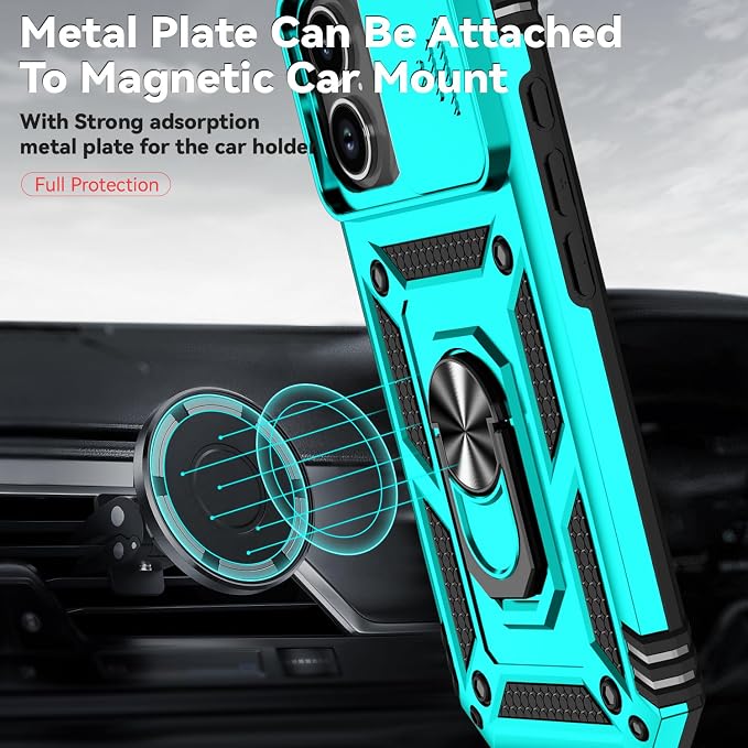 SunStory Compatible with iPhone 17 Case with HD Screen Protector & Slide Camera Cover & Rotated Ring Kickstand, [Military-Grade] iPhone Case for iPhone 17, Teal - Image 5