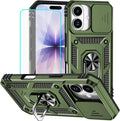 HNHYGETE for iPhone 17 Case with Screen Protector: [Military Grade 20ft. Drop Tested] Slide Camera Cover Ring Shockproof Protective Phone Case for - iPhone 17 (Army Green) by HNHYGETE