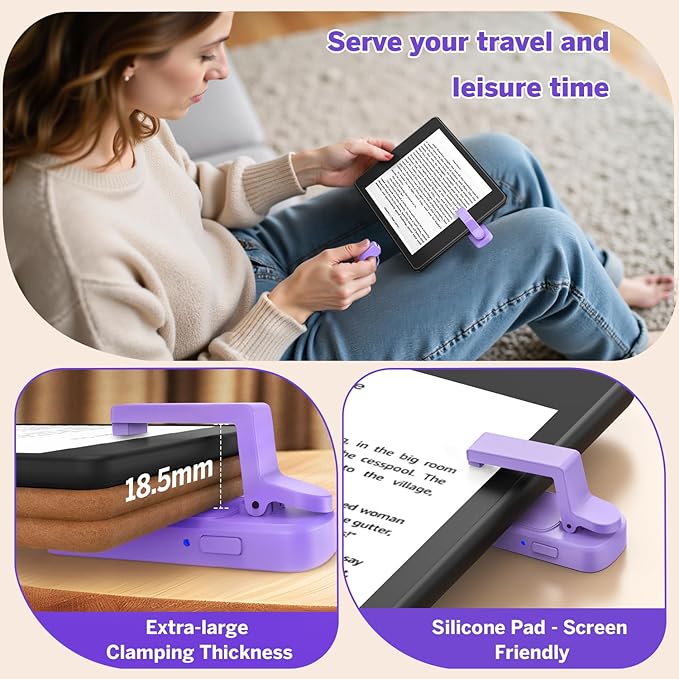 Page Turner Ring for Kindle,Remote Control for iPhone iPad Tablets eReaders | Clicker Page Turner for Kindle Accessories for Camera Video Record&Shutter Selfie with Storage Bag, Fits Thick Cases (Purple) - Image 4