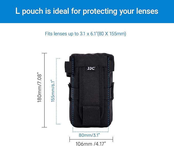 JJC L Camera Lens Pouch for NIKKOR 70-300mm Fuji XF 70-300mm Lens | Fits lens 3.1 x 6.1" for CANON EF 100-300, 75-300mm, NIKKOR Z 24-70mm, 70-180mm, Fuji XF 80mm, 16-55mm, TAMRON SP AF 10-24mm - Image 3