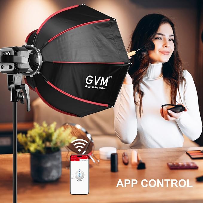 GVM 80W Video Light, Studio Lights for Photography, Softbox Lighting Kit with Bowens Mount, CRI97+ 5600K Colour Temperature , 22in Softbox, Tripod Stand, YouTube, Video, Wedding - Image 4