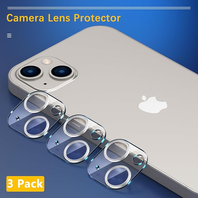 UniqueMe for iPhone 13/13 Mini Camera Lens Protector-Silver Circle | 3 Pack,13 6.1"/13 Mini 5.4"-Camera Lens Protector, Tempered Glass, Case Friendly, New Version, Scratch-Resistant - Image 3