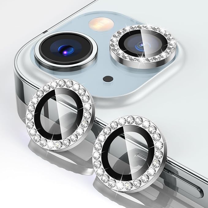 Tensea for iPhone 15/15 Plus Camera Lens Protector Bling, Camera Cover | 9H Tempered Glass Camera Screen Protector, Metal Individual Ring for iPhone15 6.1inch/ 15Plus 6.7inch, HD Clear, Easy Install by Tensea