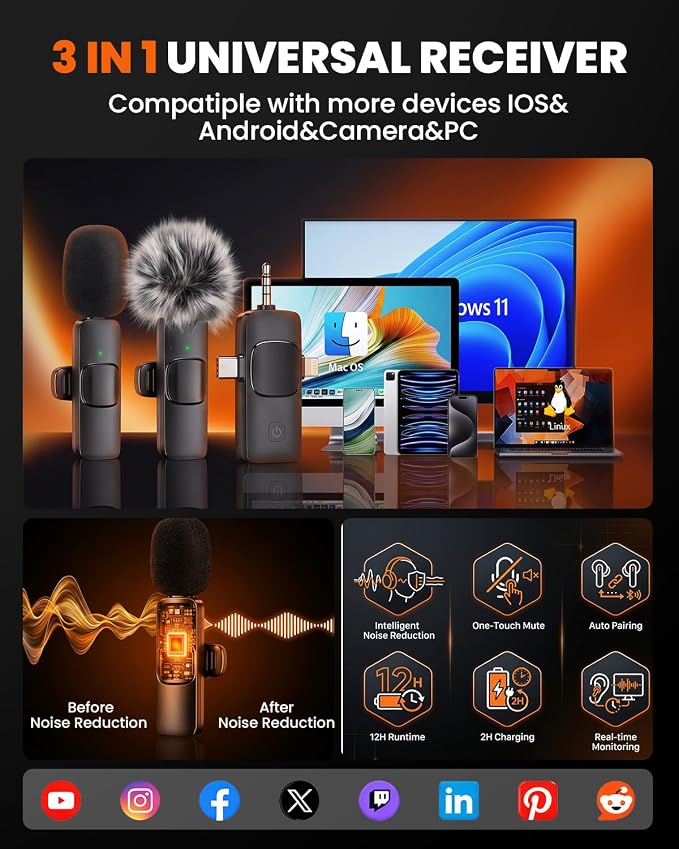 Content Creator Essentials Kit 71" Tripod Light Wireless Microphone &Remote | Vlogging Kit Tripod for iPhone/Android, No App, Selfie Stick Phone Stand for Video Recording Live Streaming TikTok, YouTube - Image 2