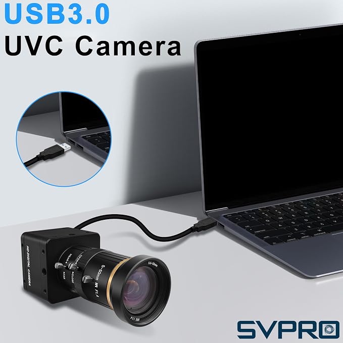 SVPRO USB 3.0 Global Shutter Camera, 1200P 120fps, 720P 200fps High-Speed Camera with Manual 5-50mm Lens, 10x Optical Zoom, Plug-and-Play UVC Webcam for Computer and Laptop - Image 6