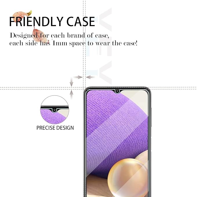 Galaxy A32 5G HD Clear Tempered Glass Screen Protector, [2 Pack] [3D Glass] [Bubble-Free] [Anti-Glare] Screen Protector Glass For Samsung Galaxy A32 5G - Image 5