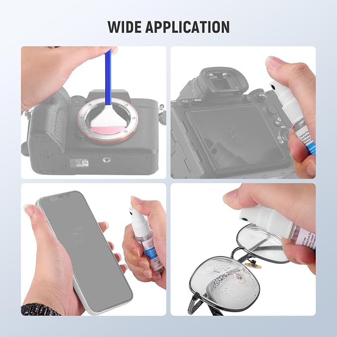 NEEWER 12 in 1 Camera Lens Cleaning Kit for DSLR Cameras, Electronics, Smartphones, Tablets, 10x Cleaning Swab for 24mm Full Frame Sensor + 1x Cleaner Spray + 1x Cloth, HM-46 - Image 8