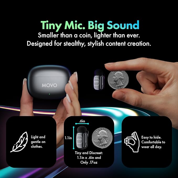 Movo NanoMic Dual USB-C Wireless Microphone for iPhone 15/16/17 and Up, Android, iPad Pro & Laptops – Wireless Lavalier Mic for USB-C Smartphones & Devices, Great for Vlogging & TikTok - Image 3