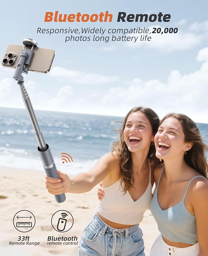 Tripod for iPhone, Selfie Stick with Remote, Stable & Durable Phone Tripod | Portable Travel Cell Phone Stand, Extendable All-in-1 Tripod for Video Recording Compatible with iPhone Android - Image 2