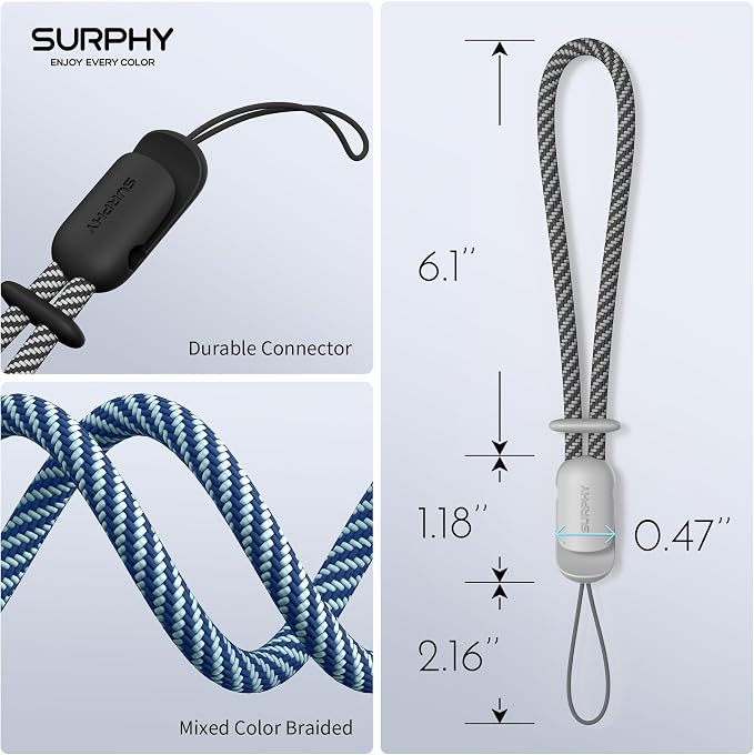 SURPHY 3 Pack Phone Wrist Strap, Phone Lanyard with Cellphone Tether Tab | Phone Strap Charm, Camera Wrist Strap with 2-Color Braided, Phone Wristlet, Wrist Lanyard for Case - Image 7
