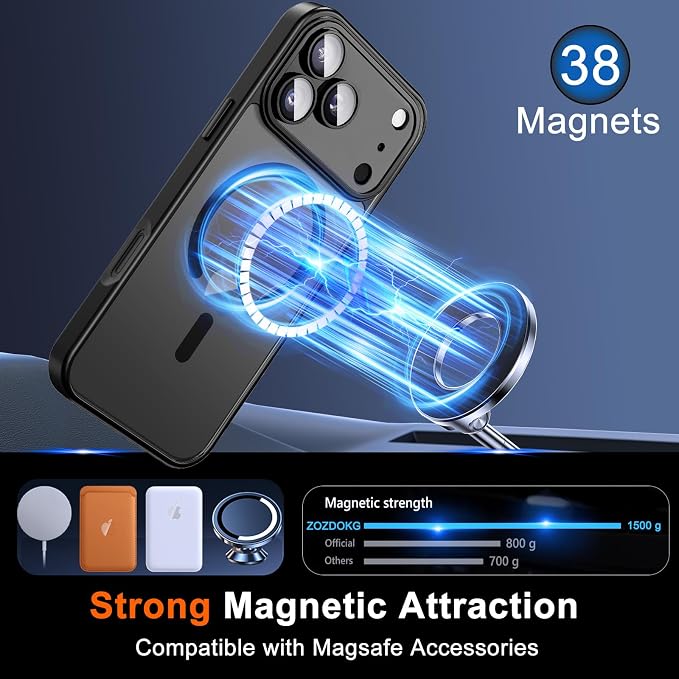for iPhone 17 Pro Max Case with Privacy Screen Protector, Black | Full Camera Protection, Compatible with MagSafe, Magnetic Translucent Matte Shockproof Phone Cover for iPhone 17 ProMax - Image 3