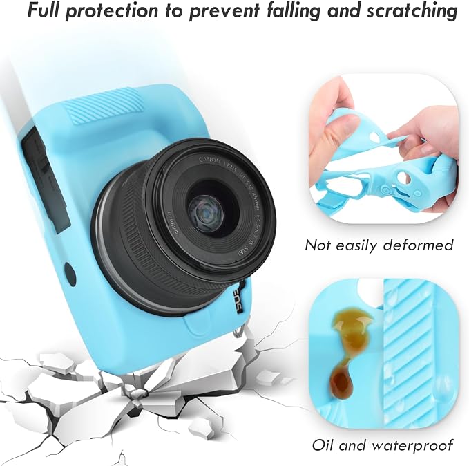 Rieibi EOSR50 EOS R50 Case, Soft Silicone Protective Case for Canon EOS R50 EOSR50 Vlogging Camera, Lightweight EOS R50 Camera Case Grip Cover Body Skin - Light Blue - Image 8