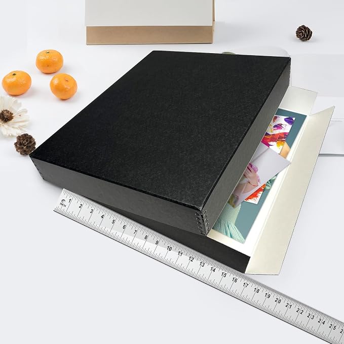 Lineco Drop Front Archival Storage Box, 16.75x20.75x3 in, Black, 2 Pack | Acid-Free with Metal Edge, Preserves Picture Longevity, Organize Photos, Newspapers, Prints, Documents, Crafts, DIY - Image 4