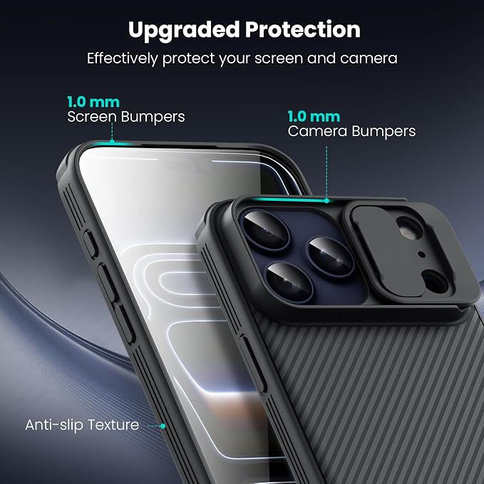 Nillkin for iPhone 17 Pro Case with Slide Camera Cover & Thin Slim Fit | Shockproof Protective | Protector Privacy | Phone Case Camera Lens Protector, Black - Image 9