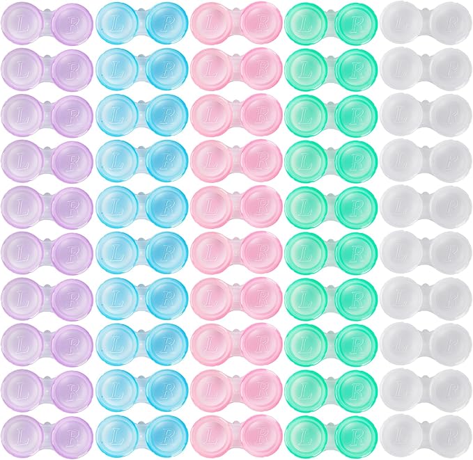 150 Pack Contact Lens Cases, Transparent Contact Cases Bulk in 5 colors, Cute Contact Lenses Case Leak-proof, Eye Contact Case for Home and Travel by Unknown
