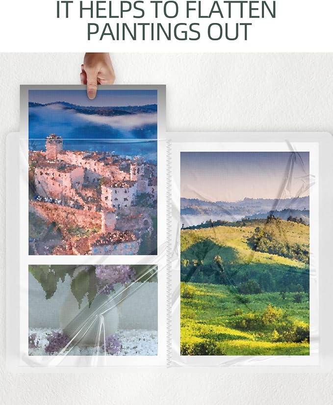 SXhyf A3 Diamond Painting Storage Book 16.5x12.1in for Display 60 Pages | 30 Pages Clear Sheet Protectors, Large Portfolio Folder for Artwork, Document, Organizer (White, A3-16.5 x 12.1 in) - Image 6
