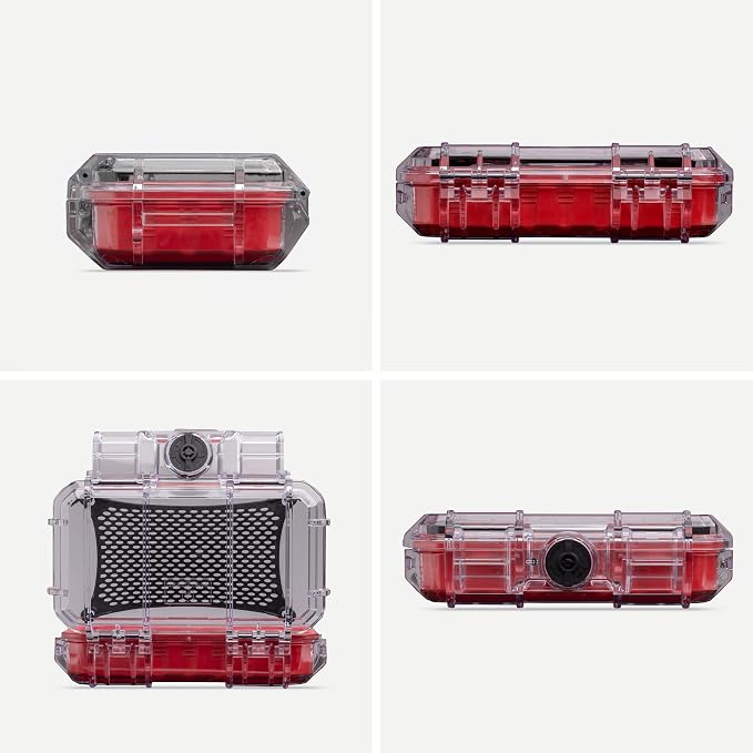 Evergreen 56 Clear Waterproof Dry Box Protective Case Colored Rubber Insert - Travel Safe/MilSpec/USA Made - Tackle Organization of Cameras, Phones, Camping, Fishing, Travel, Water Sports (Red) - Image 2
