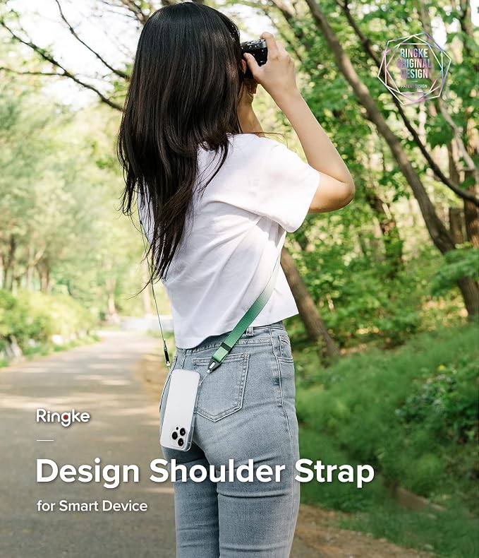 Ringke Phone Lanyard for iPhone 17 Pro Max and Most Smartphones [One-Touch Buckle] Shoulder Strap Adjustable Sturdy Universal Phone Crossbody Neck Lanyard for Travel Essentials - Forest - Image 2