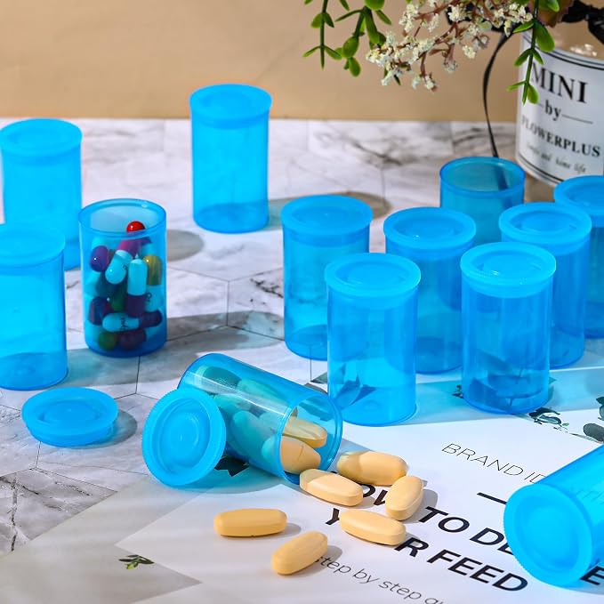 30 Pack Plastic Film Canisters Holder with Lids 35mm Empty Camera Reel Containers Blue Small Storage Bottles for Pills Beads Coins Vitamins Art Supplies Science Experiments Classroom Craft Projects - Image 7