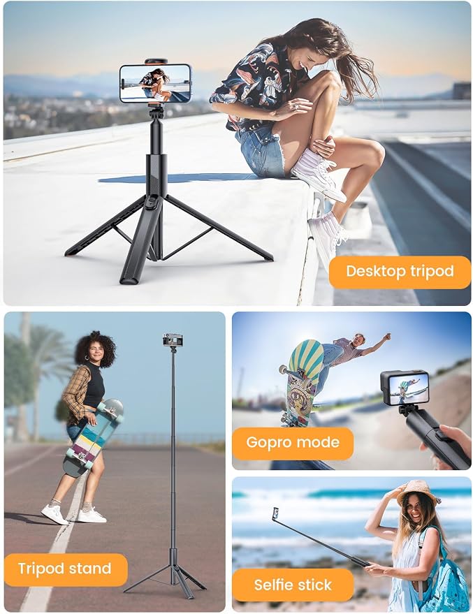 71" Phone Tripod with 1/4" Camera Mount, NT79 Extendable Selfie Stick | Extra Tall,Wireless Remote,Comapct Travel Stand Holder for Filming Video Recording,Compatible with iPhone/Samsung/Camera - Image 5