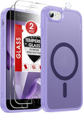 LeYi for iPhone 8-Case Purple: iPhone-SE Phone Cases with [Screen Protector X2+ Camera CoverX2] iPhone 7 Case for Magsafe Magnetic Girls Kids Slim SE3 3rd Generation SE2 2nd iPhone8, Lavender Purple by LeYi