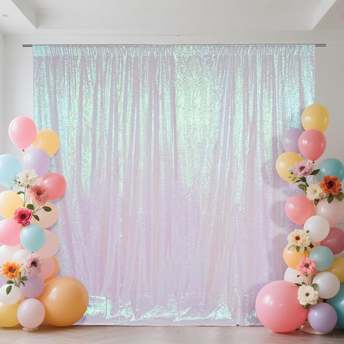 SquarePie 10x10ft Iridescent Sequin Backdrop, High Density Non-Transparent Glitter Curtain for Photography, Birthday, Wedding Party Decorations, Thick Solid Background with 4" Rod Pocket, 1 Panel - Image 7
