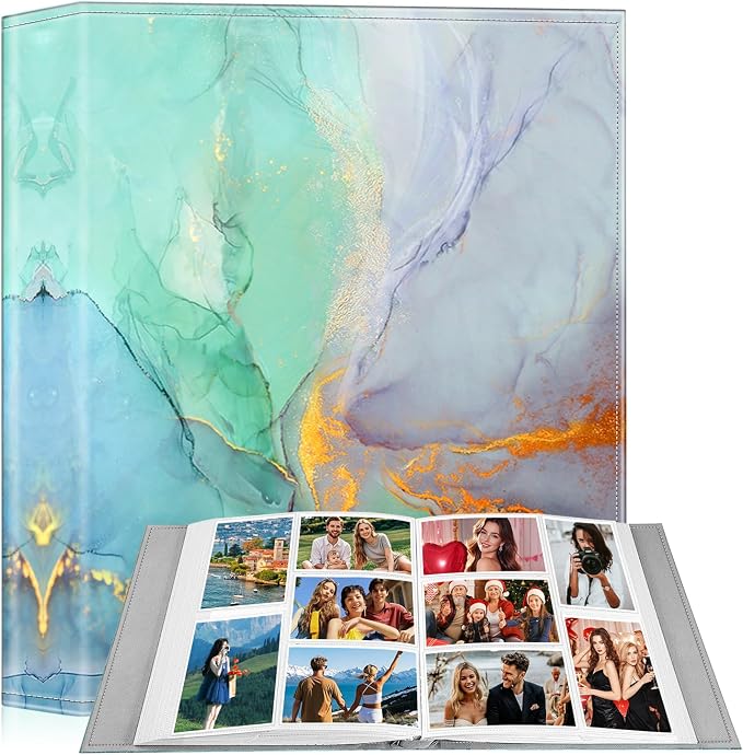 Fintie Photo Album 4x6 Photos - 300 Pockets Large Capacity Albums Book | Vegan Leather Cover, 4X6 Picture Keepsakes, Family/Wedding/Travel Memory Book, Baby/Kids/Boys/Girls Gift, Emerald Marble by Fintie