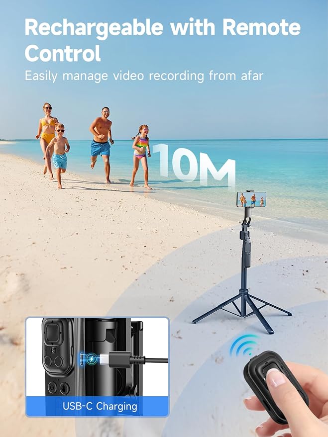 Rollei Auto Face Tracking Tripod, Smartphone Gimbal Stabilizer 64'' Selfie Stick Tripod Holder 360° Rotation for iPhone/Android Stand for Filming Streaming Tiktok Video Vlog - Image 8