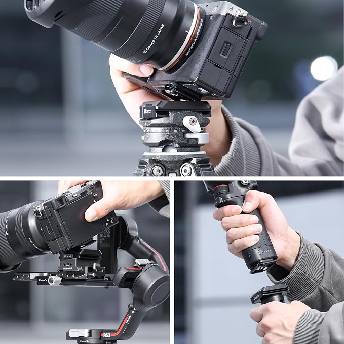 ULANZI UKA01 Camera Quick Release Plate, Tripod Mount Camera Adapter Kit | Quick Release with 1/4''-3/8" Screw for Gimbals, Sliders, DSLR, Tripods DJI Sony& 38mm Arca-Swiss Max Load 20kg(Base & Plate) - Image 5