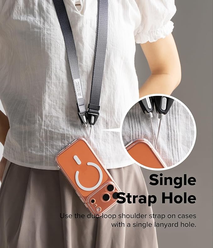 Ringke Phone Lanyard for iPhone 17 Pro Max and Most Smartphones [One-Touch Buckle] Shoulder Strap Adjustable Sturdy Universal Phone Crossbody Neck Lanyard for Travel Essentials - Graphite - Image 6