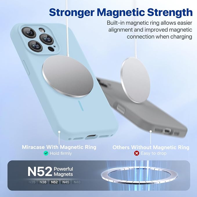 Miracase Magnetic for iPhone 15 Pro Case, Silicone, Soft Microfiber Lining - Image 5