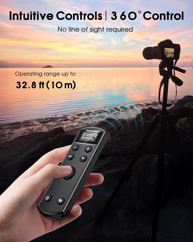 for Canon Camera Remote Control, Hanpusen Rechargeable Wireless Shutter Release with OLED Screen for R50/G7X Mark III/R8/R5/R/RP/R50 V/R10/R5 Mark II/M50/M200/6D Mark II/M6 Mark II, Replace BR-E1 - Image 4