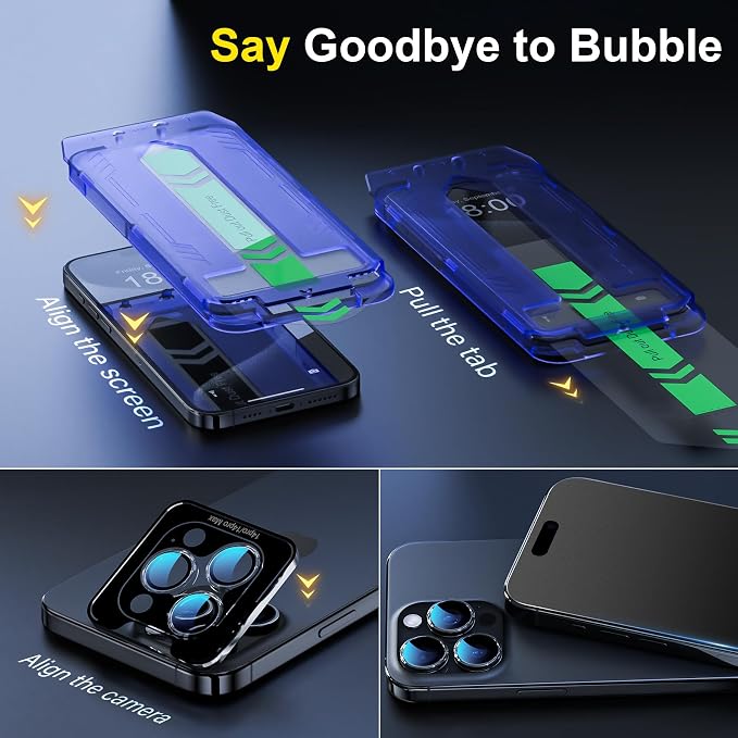 YWXTW 2 Pack Matte Screen Protector for iPhone 15 Pro 6.3 Inch + 1 Set Camera Lens Protector, Anti Glare Anti Fingerprint 15 Pro Glass Screen Protector, Bubble Free, Smooth as Silk - Image 3