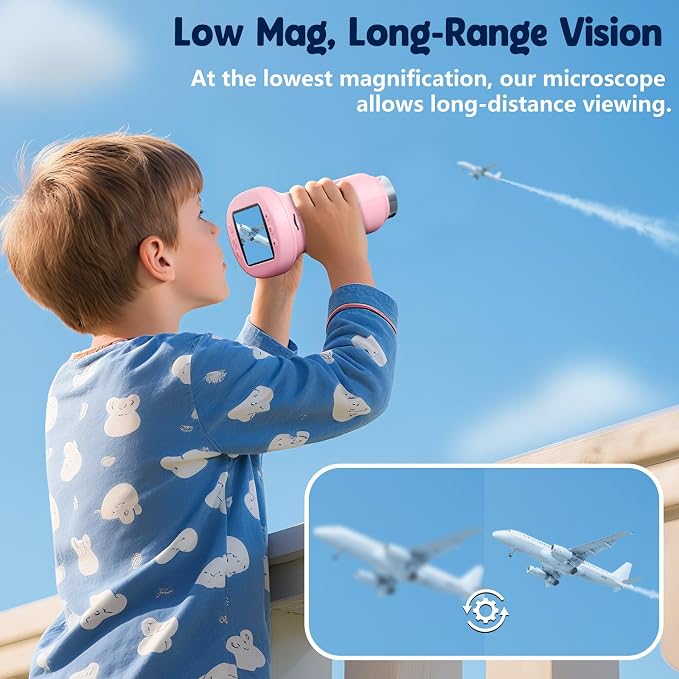 Odatay 4K 1000X Digital Microscope for Kids with Long Distance Viewing & 2.4" Screen, Portable Handheld Edu Toys for Kids Exploring Bugs Plants at Home Classroom & Outdoor Travel, Bright Pink - Image 6