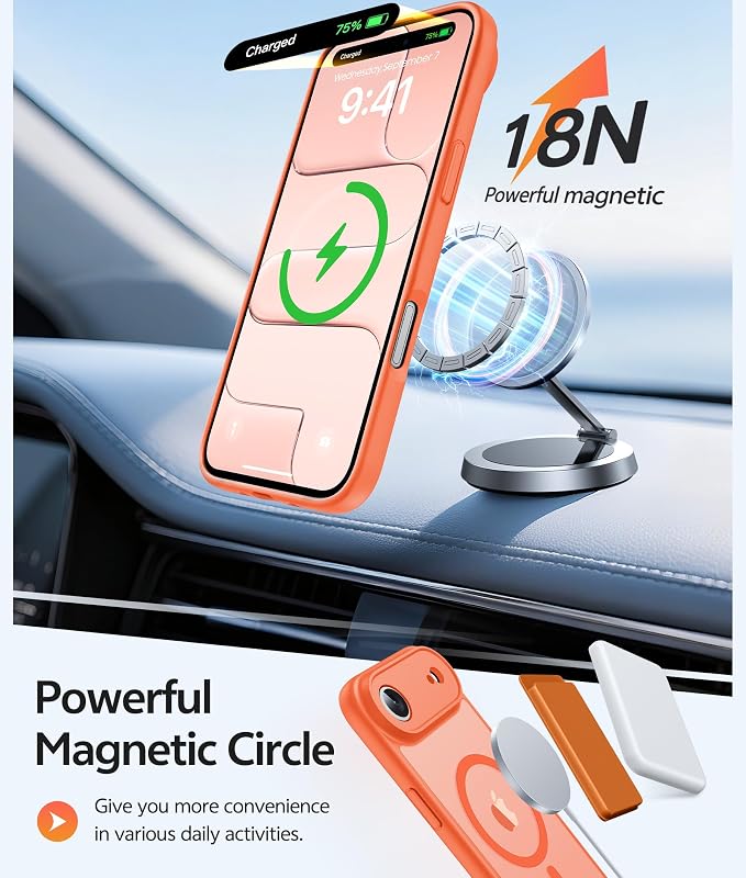 FNTCASE for iPhone Air Case, Fit for Magsafe, with Glass Screen Protector | Full Camera Protection, Translucent Matte, 14FT Military Grade Drop Proof, Shockproof Protective Phone Cover, Orange - Image 3