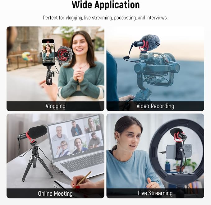 NEEWER Plug & Play Vlog Microphone, 20-20KHz Mini Supercardioid Mic with 3.5mm TRRS, Low Frequency Cut, Gain Control, Two OTG Compatible with iPhone 16 15 S25 Ultra Android Tablet Mac Camera, VM11 - Image 8
