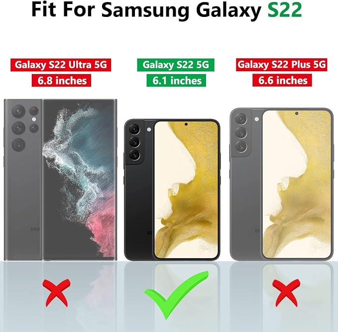 Gritup for Samsung Galaxy S22 Case with Screen Protector*2, Galaxy S22 Case Build in 360° Rotating Ring Kickstand, Military Grade Protective Case for Galaxy S22 Phone, Black - Image 2