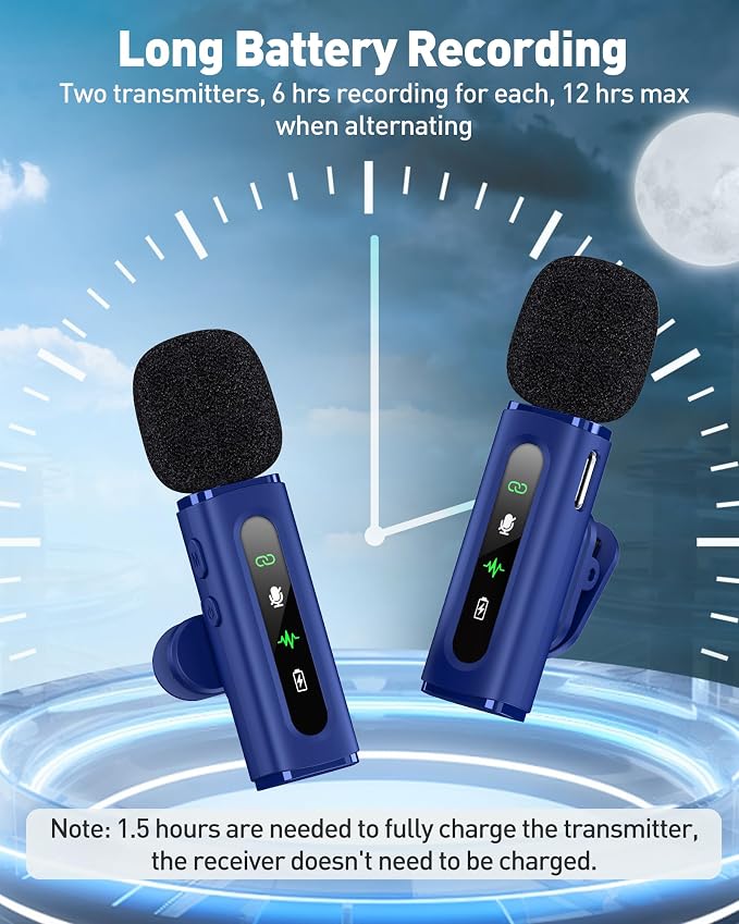 USB C Lavalier Microphone Wireless Mini Mic for Type-C Android Phone/Tablet/PC Video Recording Clip-on Mics with Rotatable Clip&Denoise Recording, Ideal for Vlog Tiktok Youtube Content Creator, Blue - Image 6