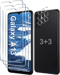 [3+3 Pack] Galaxy A13 Screen Protector with Camera Lens Protector, HD Tempered Glass Film, 9H Hardness, Anti Scratch, Easy Installation, Bubble Free, Screen Protector for Samsung Galaxy A13 4G/5G by Gliansen
